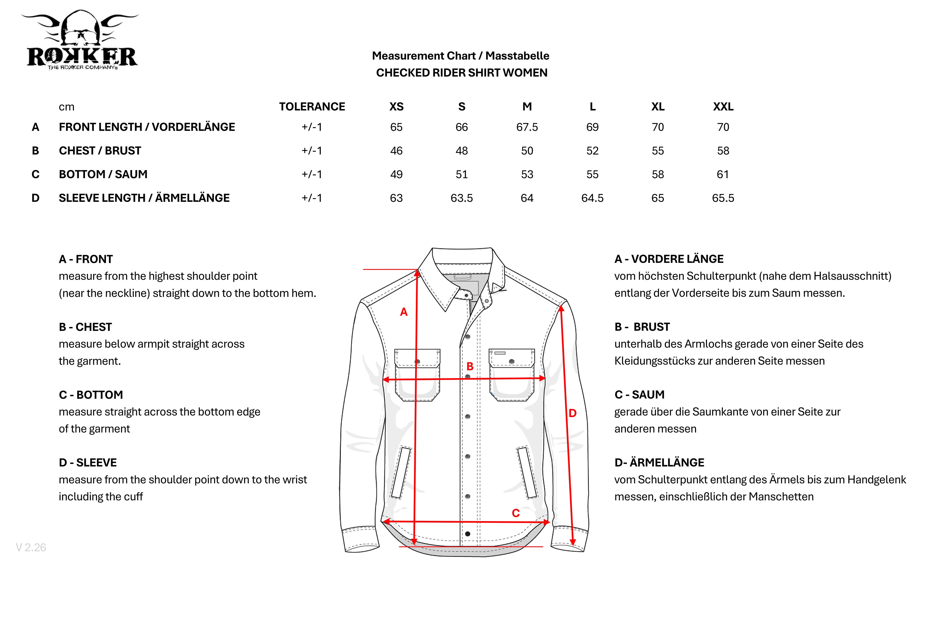 Houston Rider Shirt Lady Camel Size Chart